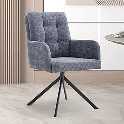 JLC KREATION Chaise pivotante avec accoudoirs gris GRENADE (lot de 2)