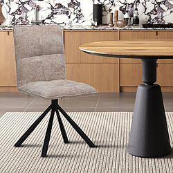 JLC KREATION Chaise pivotante en tissu beige KAJA (lot de 2)