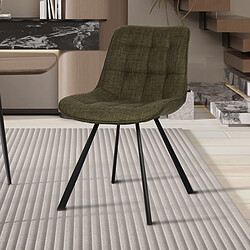 JLC KREATION Chaise de salle à manger en tissu vert BARIA (lot de 2)