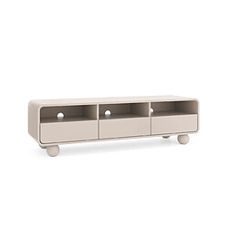 3XELIVING Meuble TV Cachemire avec étagères et portes – Design moderne, pieds boule, 160 x 44 x 39 cm
