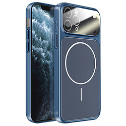 Avizar Coque pour iPhone 11 Pro Max Compatible MagSafe Finition AG Glass Mate Bleu nuit