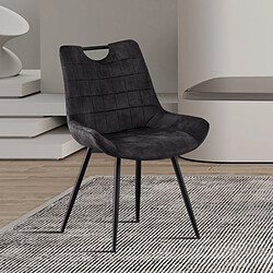 JLC KREATION Chaise de salle à manger en velours gris MARINA (lot de 2)