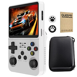 VURAHOME Console portable rétro R36S 3,5" IPS 64 Go système ouvert 28+ émulateurs - Blanc