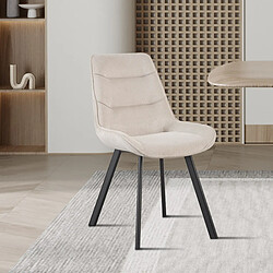 JLC KREATION Chaise de salle à manger en velours côtelé beige MELIA (lot de 2)