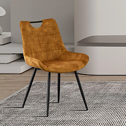 JLC KREATION Chaise de salle à manger en velours jaune - gold MARINA (lot de 2)