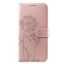 Zanaé Étui Portefeuille pour iPhone 17e Premium Design Fleurs Papillon Rose champagne