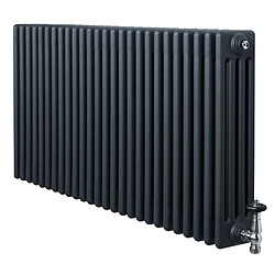 Monstershop Radiateur Traditionnel à 4 Colonnes & Vannes 600 x 1010 mm en Acier Anthracite