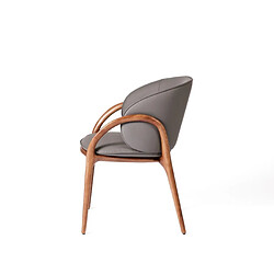 Avis JLC KREATION Chaise en cuir gris foncé et pied bois noyer HOBA (lot de 2)