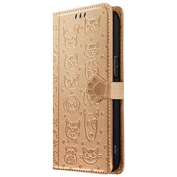 Avizar Étui Portefeuille pour iPhone 17e Motifs Chat et Chien avec Fonction Support Dorée