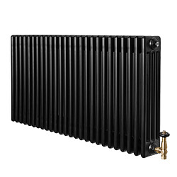 Monstershop Radiateur Traditionnel à 4 Colonnes & Vannes 600 x 1010 mm en Acier Noir