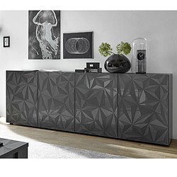 JLC KREATION Buffet bas moderne laqué gris 4 portes 240cm CAPRI