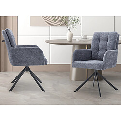 Avis JLC KREATION Chaise pivotante avec accoudoirs gris GRENADE (lot de 2)