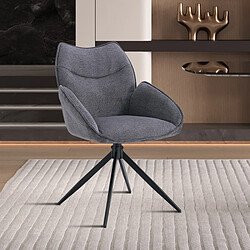JLC KREATION Chaise pivotante en tissu gris MAYOTTE (lot de 2)