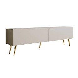 3XELIVING Meuble TV : Cachemire, pieds dorées, 170 x 52 x 32 cm