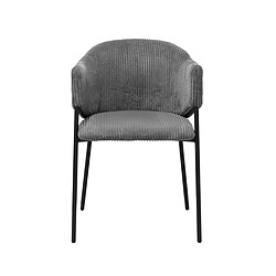 Acheter JLC KREATION Lot de 2 chaises avec accoudoirs en velours côtelé gris anthracite HUGUES