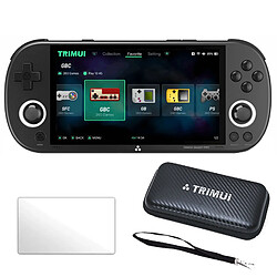 Trimui Smart Pro 4,96" IPS Linux 64 Go avec étui de transport et verre trempé - Noir