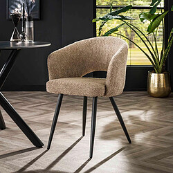 JLC KREATION Chaise fauteuil avec accoudoirs bouclé sable BOBO (lot de 2)