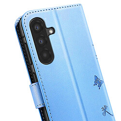 Zanaé Étui Portefeuille pour Galaxy A37 Premium Design Fleurs Papillon Bleu clair pas cher