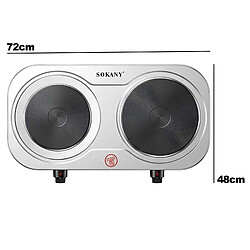 Acheter Sokany Plaque Électrique Double Feux 2500W Thermostat Réglable Chauffe Rapide Gris