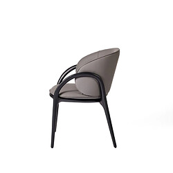 Avis JLC KREATION Chaise en cuir gris foncé et pied noir HOBO (lot de 2)