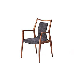 JLC KREATION Chaise de salle à manger en tissu gris et bois massif YO (lot de 2)