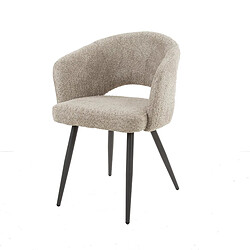 JLC KREATION Chaise fauteuil avec accoudoirs bouclé sable BOBO (lot de 2)