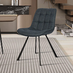 JLC KREATION Chaise de salle à manger en tissu bleu BARIA (lot de 2)
