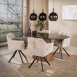 Avis JLC KREATION Chaise pivotante en tissu beige avec accoudoirs TOF (lot de 2)