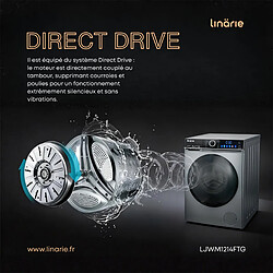 Acheter LINARIE Lave-linge hublot LJWM1214FTG Gris 12kg 1400 tours moteur Direct Drive 14 programmes