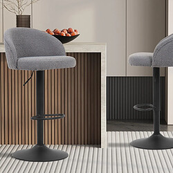 Avis JLC KREATION Tabouret de bar pivotant en tissu bouclé gris RABAT (lot de 2)
