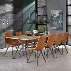 Avis JLC KREATION Lot de 4 chaises en PU avec coutures cognac ZAGO