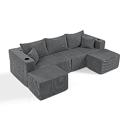 Smartue Canapé d'angle modulaire 3 places, compressé, gris