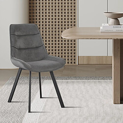 JLC KREATION Chaise de salle à manger en velours côtelé gris MELIA (lot de 2)