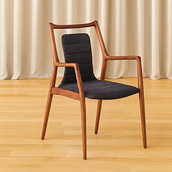 JLC KREATION Chaise de salle à manger en tissu gris et bois massif YO (lot de 2)