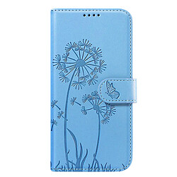 Zanaé Étui Portefeuille pour iPhone 17e Premium Design Fleurs Papillon Bleu clair