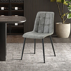 JLC KREATION Lot de 4 chaises en PU VINTAGE gris FURAX