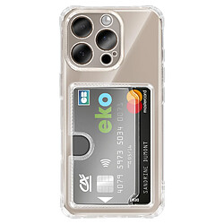 Avizar Coque pour iPhone 16 Pro avec Porte-cartes Intégré et Coins Renforcés Transparent