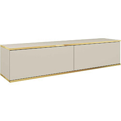 3XELIVING Meuble TV, Beige, 135 x 30 x 32 cm, Push to Open