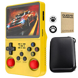 VURAHOME Console portable rétro R36S 3,5" IPS 64 Go système ouvert 28+ émulateurs - jaune
