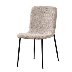 JLC KREATION Chaise de salle à manger en tissu bouclé beige LICIA (lot de 2)