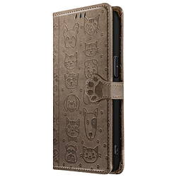 Avizar Étui Portefeuille pour iPhone 17e Motifs Chat et Chien avec Fonction Support Gris