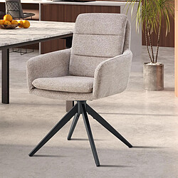 JLC KREATION Lot de 2 chaises pivotantes en tissu beige LOLDA