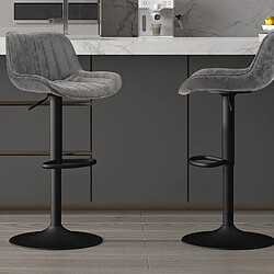 Avis JLC KREATION Tabouret de bar réglables et pivotants en PU gris NAFFA (lot de