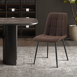 JLC KREATION Lot de 4 chaise en PU VINTAGE marron foncé FURAX