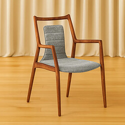 JLC KREATION Chaise de salle à manger en tissu gris clair et bois massif YO (lot de 2)