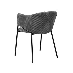 JLC KREATION Lot de 2 chaises avec accoudoirs en velours côtelé gris anthracite HUGUES pas cher