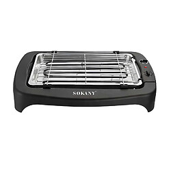 Sokany Barbecue Électrique 38cm 2200W Antiadhésif Thermostat Réglable Noir