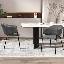 Avis JLC KREATION Lot de 2 chaises avec accoudoirs en velours côtelé gris anthracite HUGUES