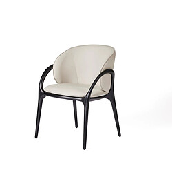 JLC KREATION Chaise en cuir gris clair et pied noir HOBO (lot de 2)