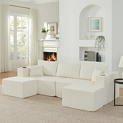 Smartue Canapé d'angle modulaire 3 places, compressé, beige